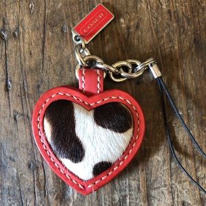 Coach charm calf hair heart shaped leather
